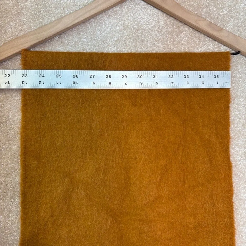 LANIFICIO DEL PERU 100% Alpaca Scarf Mustard Fringed Winter Boho 13X46‎